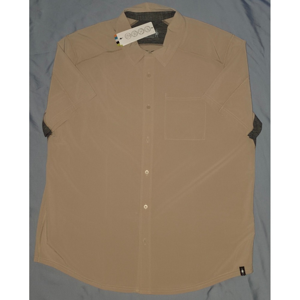 Smartwool Men's Tan Everyday Button Up Short Sleeve Shirt XL NWT